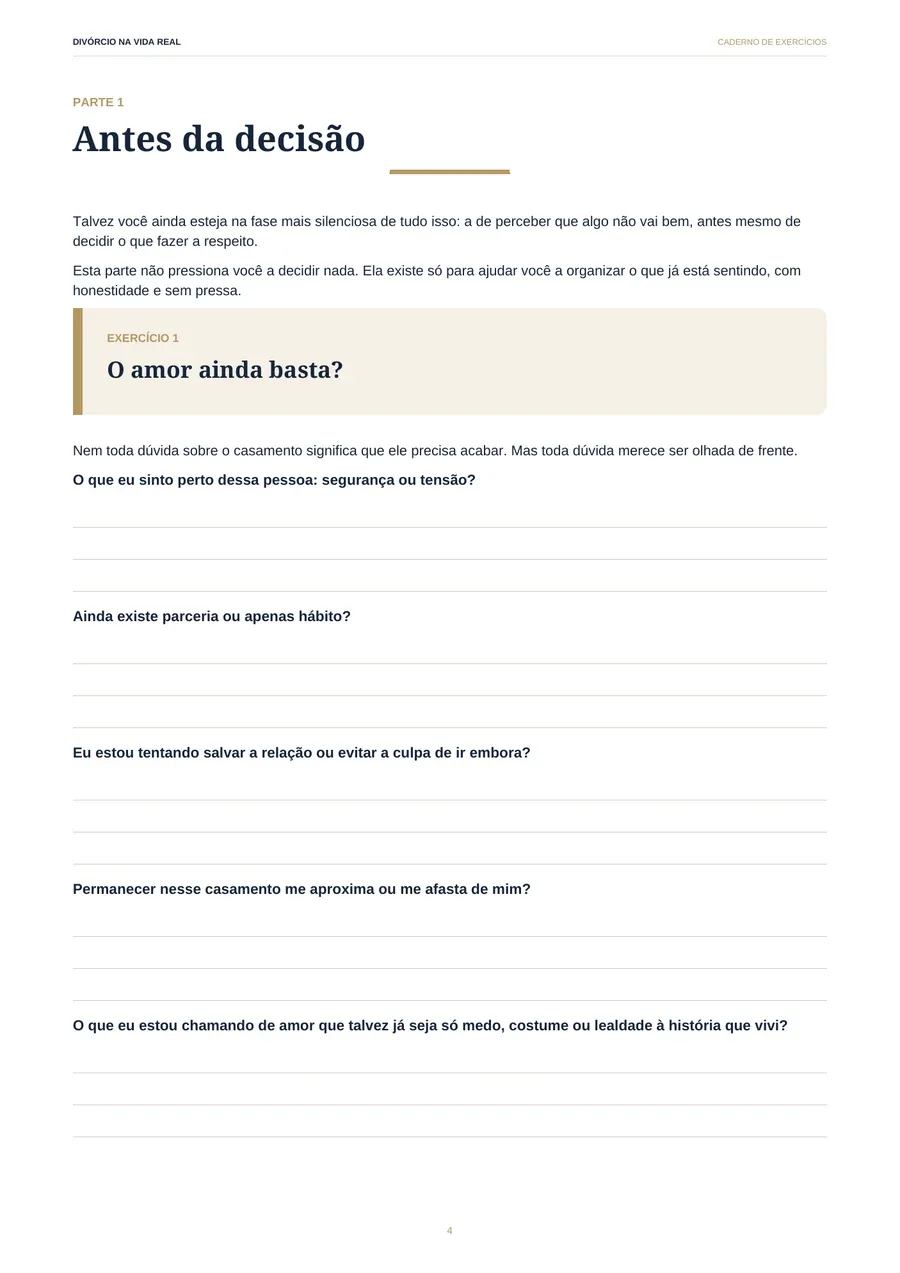 Página do caderno de exercícios: antes da decisão